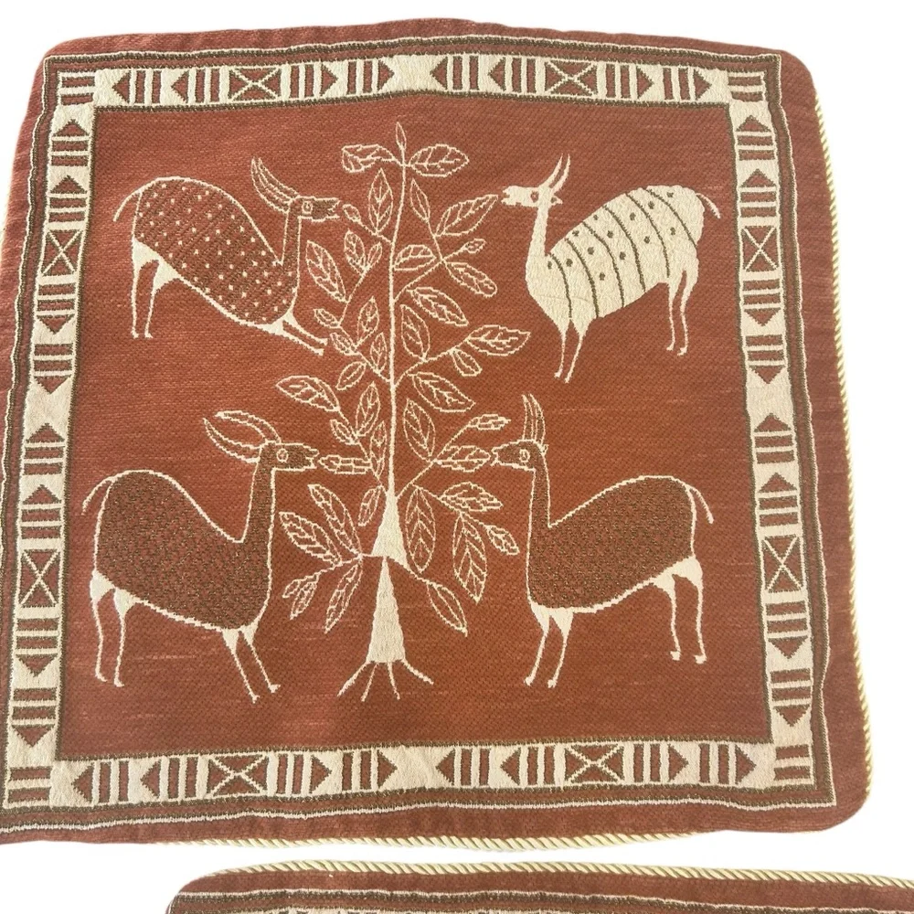 Animal llama print accent pillow covers no inserts terracotta 17”x18” set of 2